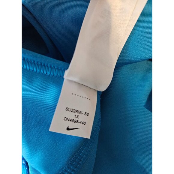 2/$35- Nike Womens Racerback Padded Sports Bra Dri Fit Swoosh Athletic Blue 1X - Picture 8 of 8